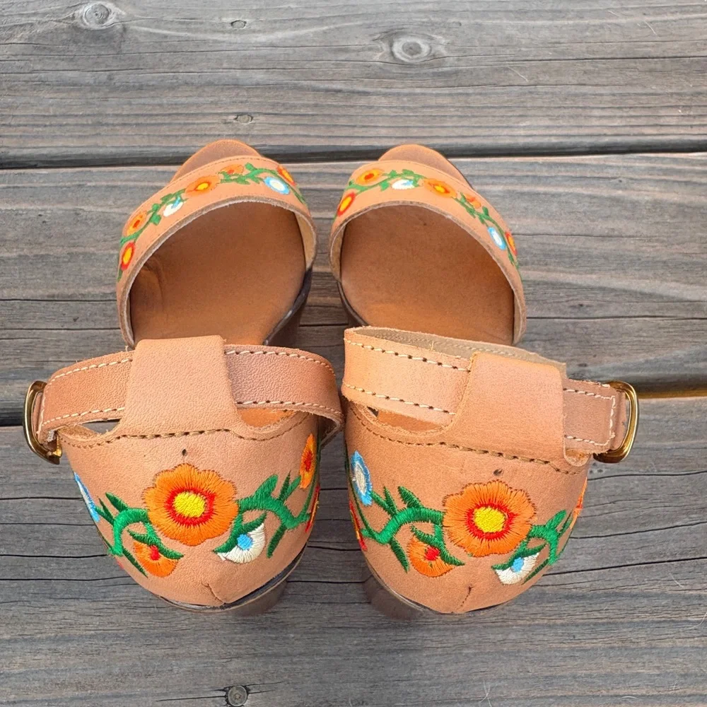 Tan Floral Embroidered Women's Heels - Picture 9 of 9
